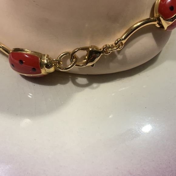 Ladybug Red & Black Enamel  Gold-Tone Bracelet - Picture 3 of 5
